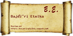 Bajári Etelka névjegykártya